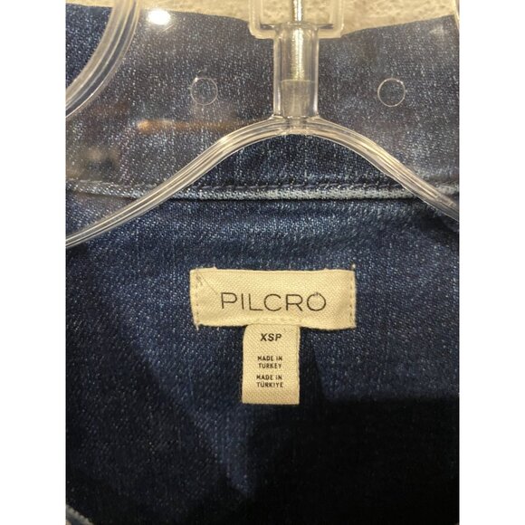 Pilcro Westley Denim Shirt Dress Womens XSP Blue Short Sleeve Collared Pockets - Picture 3 of 5